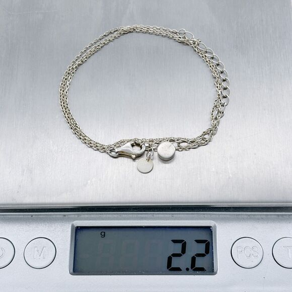 Vintage S. Leaf Sterling Silver 925 Minimalist Disk Necklace 16"-19" - Picture 4 of 4